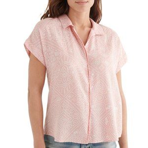 Lucky Brand Short Sleeve Tie Front Shirt - Mellow Rose